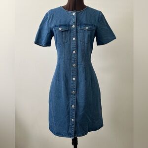 Denim Button-Down Mini Dress